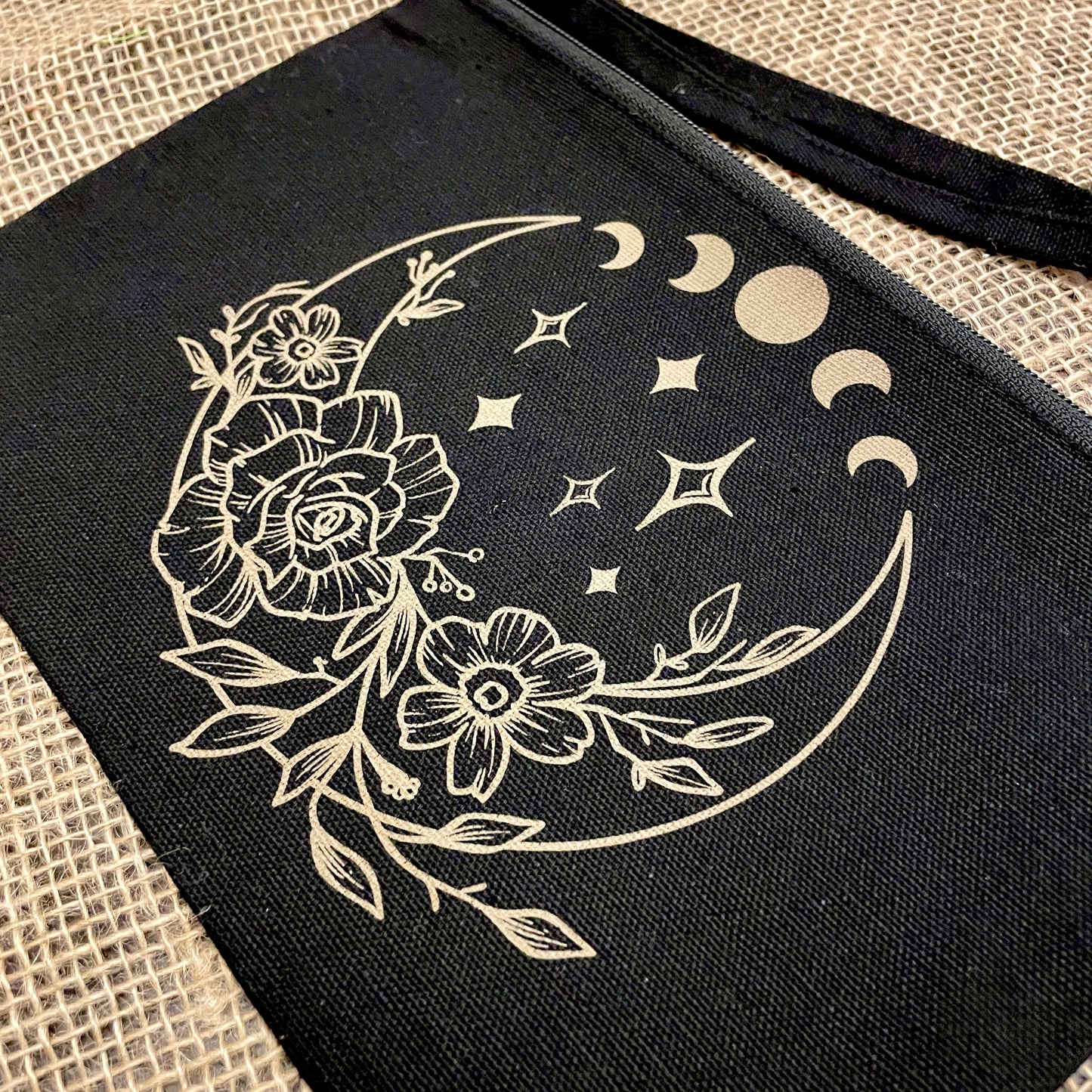 Moon & Flowers Wristlet Bag