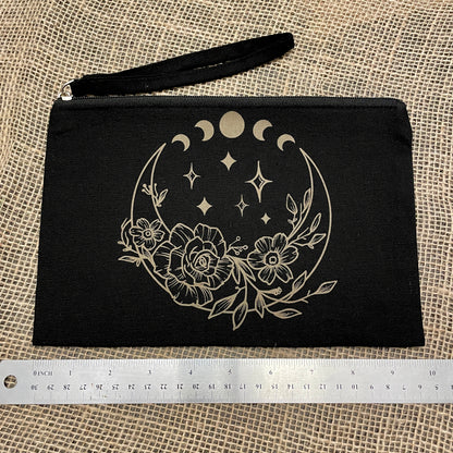 Moon & Flowers Wristlet Bag